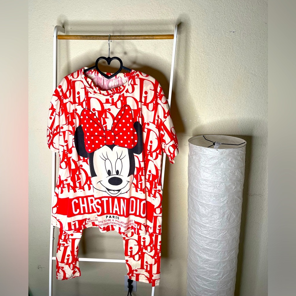 NWOT Mickey Mouse Fashion Pajama Set fits M to L  Pit to Pit 28  waist up to 32